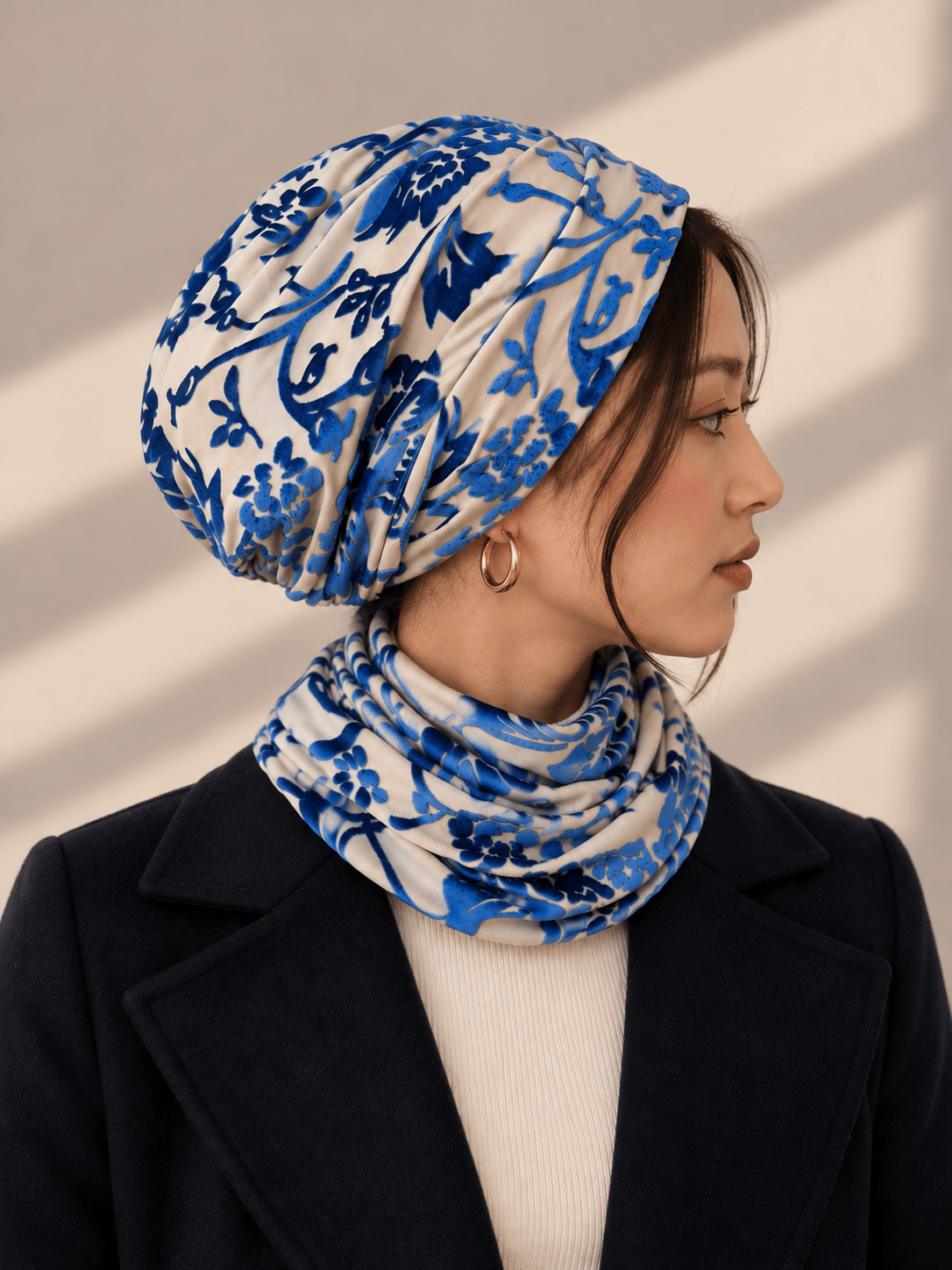 Two-Piece Velvet Tulle Beanie - Blue Nude