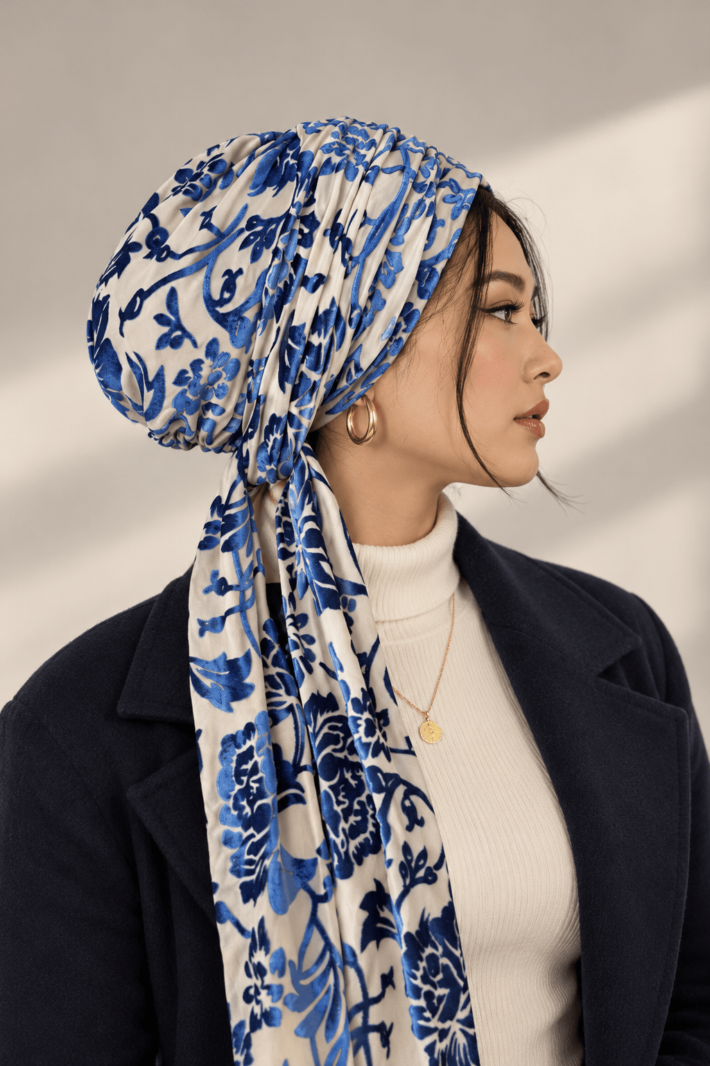 Two-Piece Velvet Tulle Beanie - Blue Nude