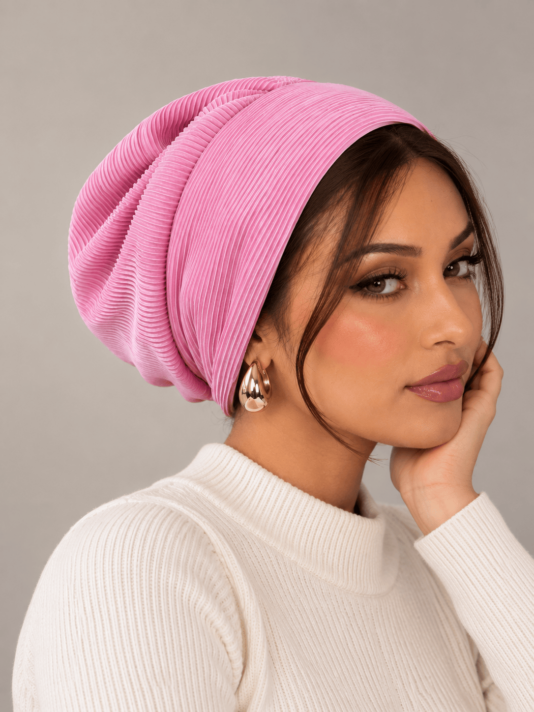 Beanie pleated - Pink Rose