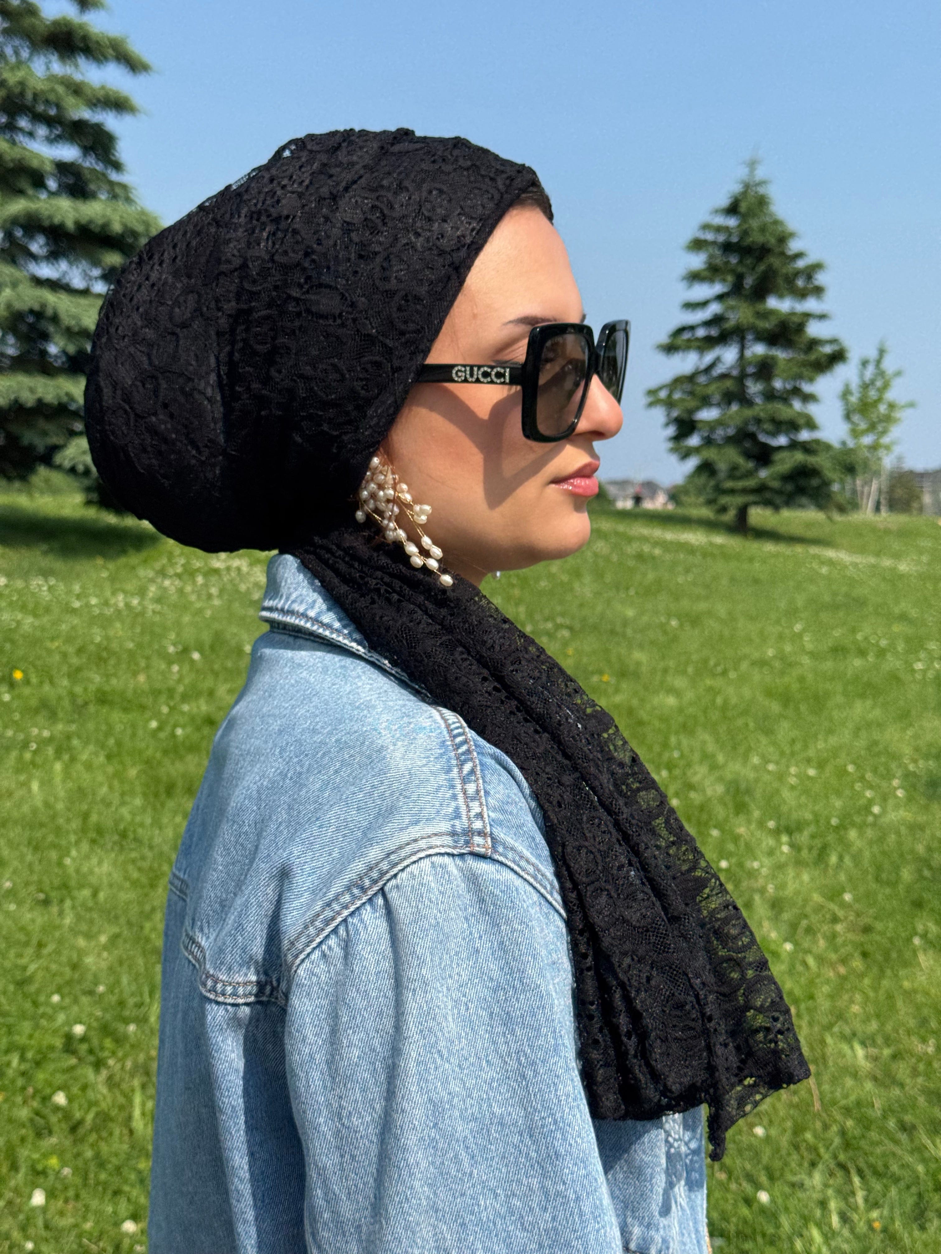 Beanie Wrap Lace - Black