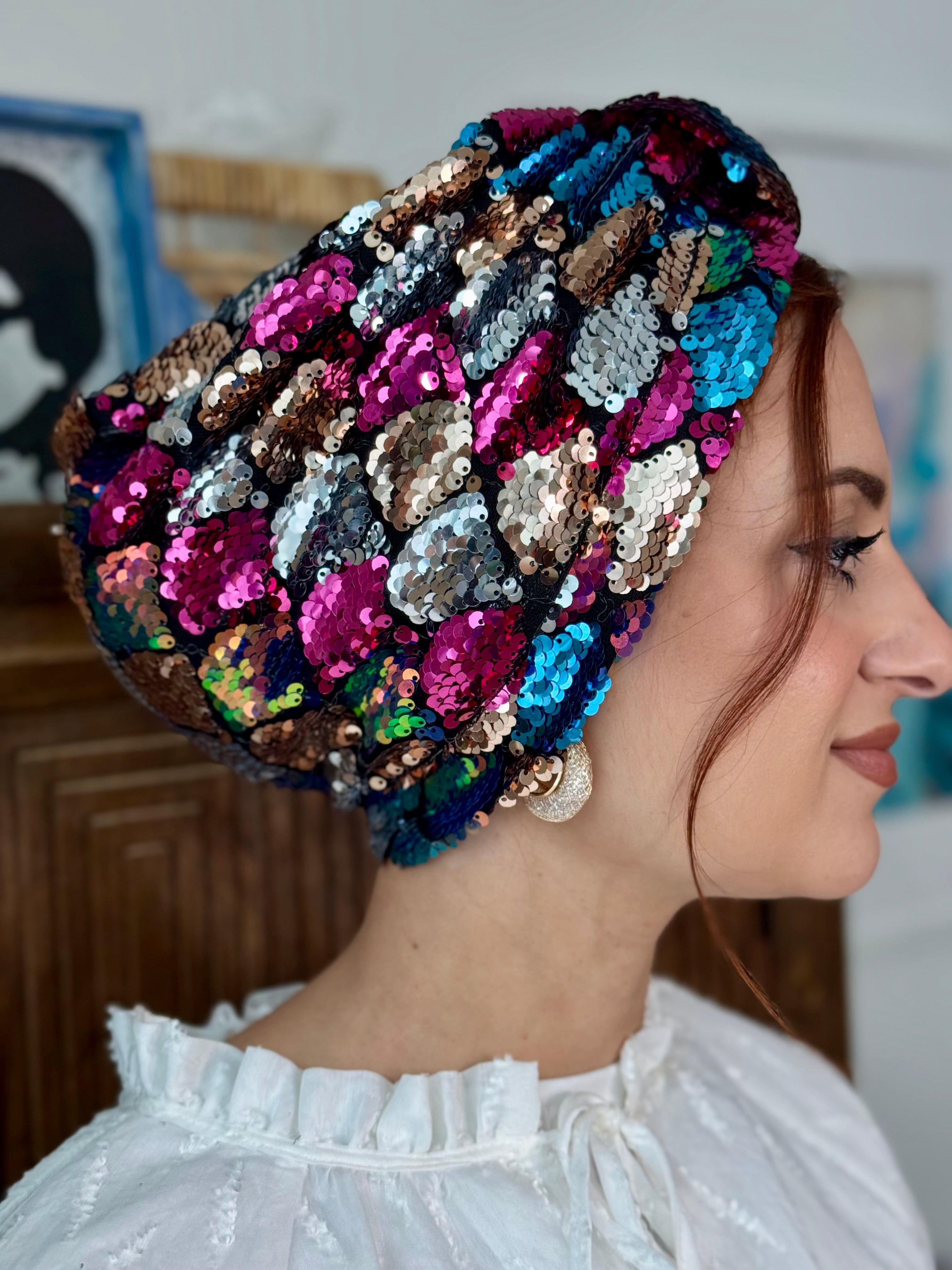 Turban Basic Sequin - Fuchsia Blue