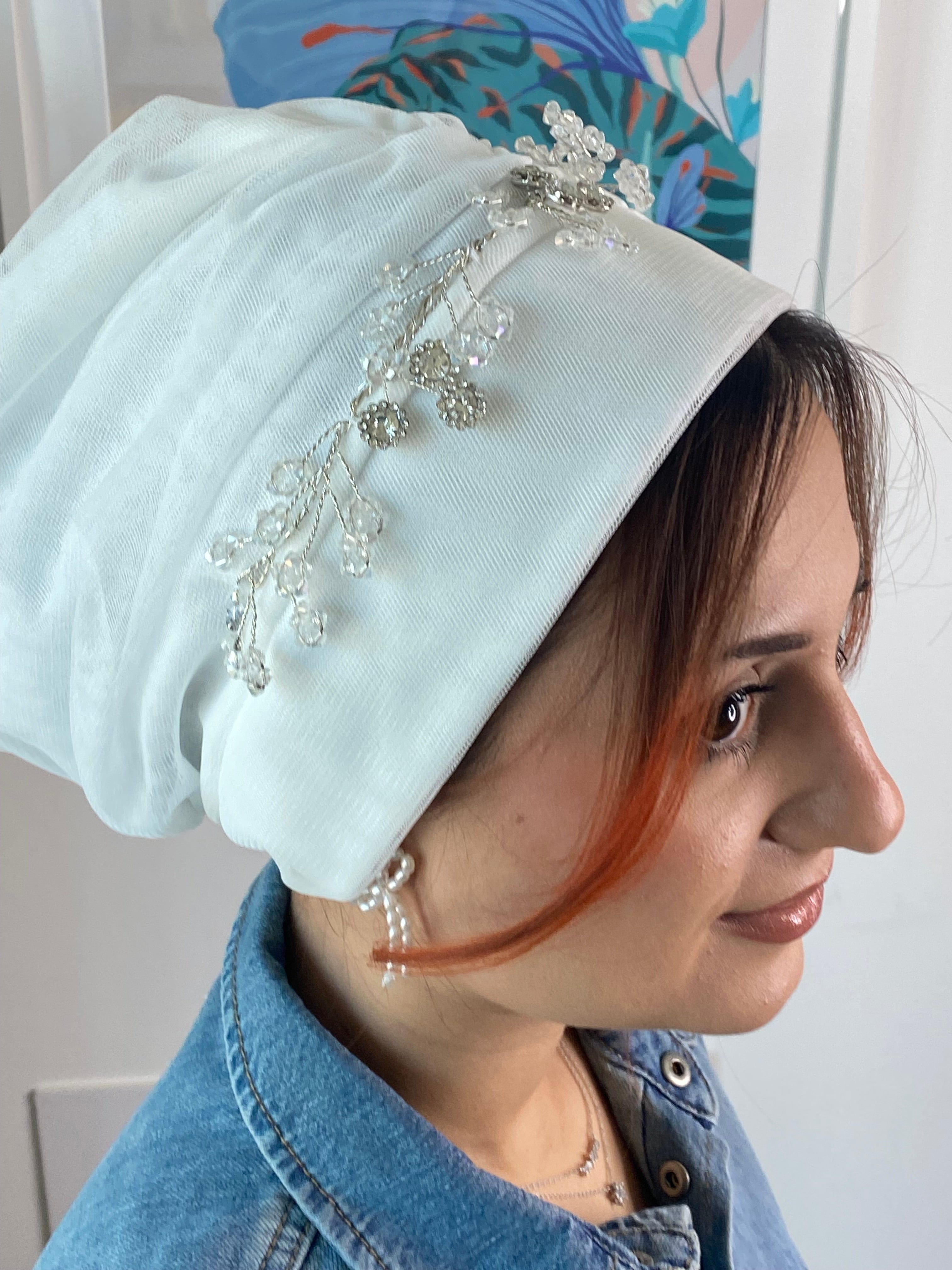 Beanie Tulle - Silver Crystal Stones