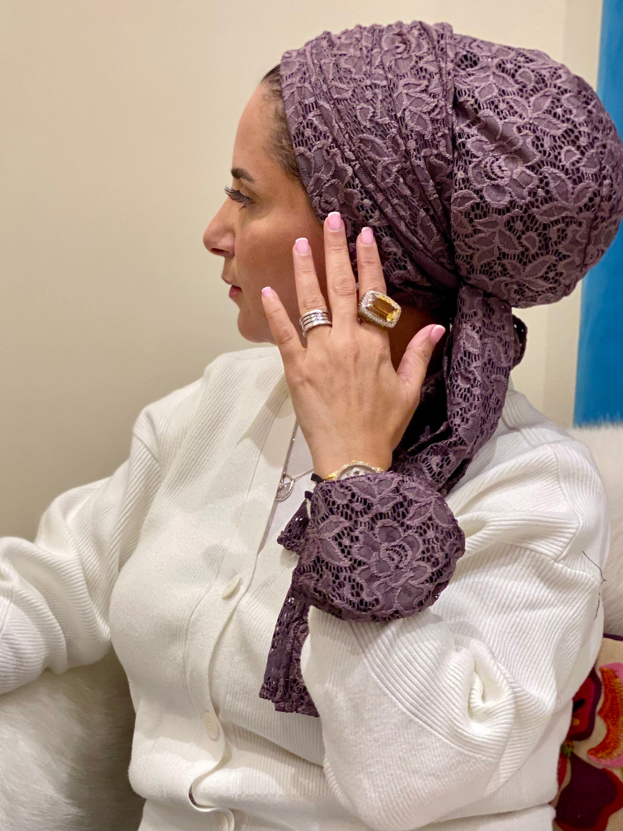 Beanie Wrap Lace - Browny Lilac