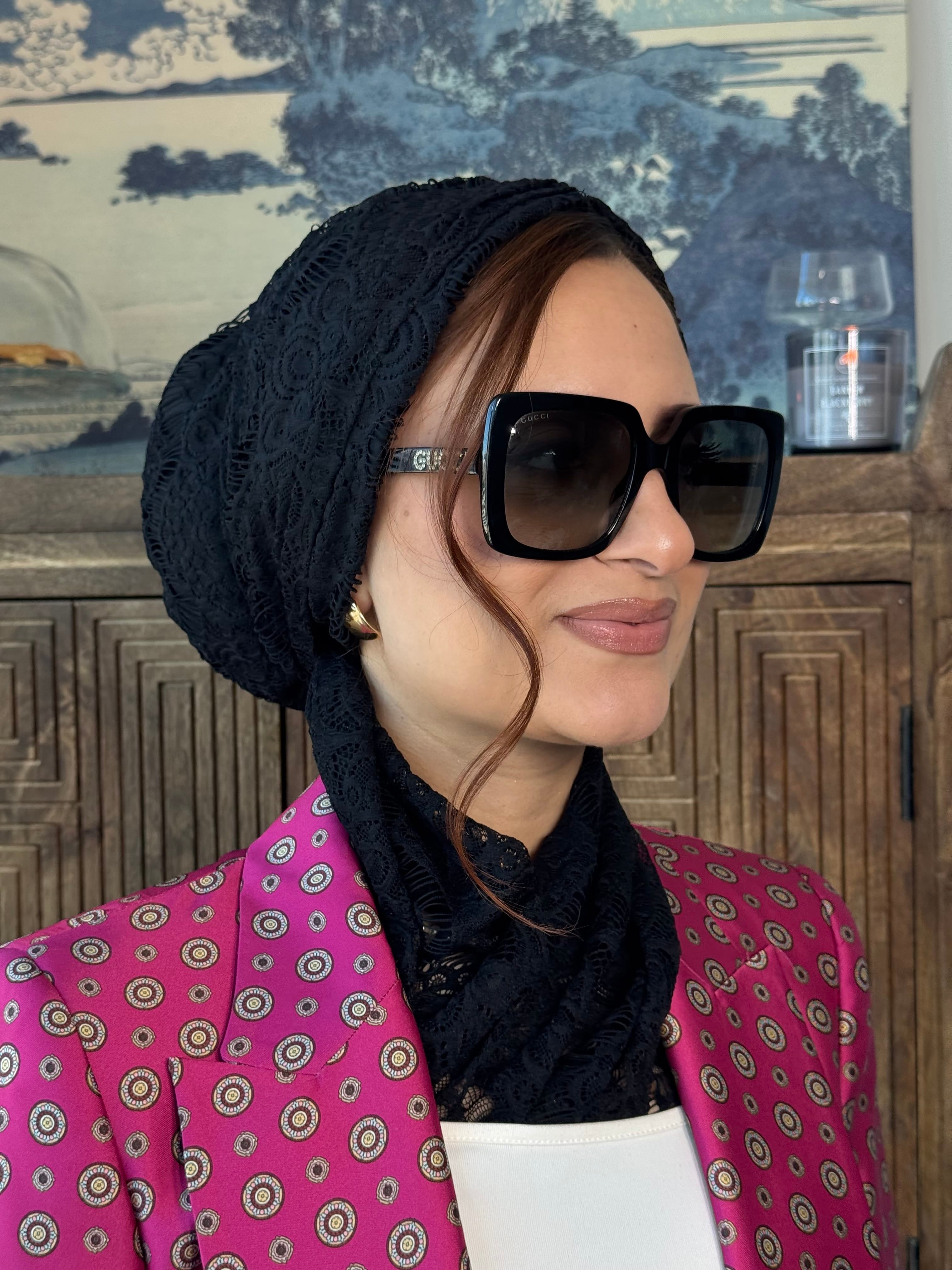 Beanie Wrap Lace - Black II 🖤