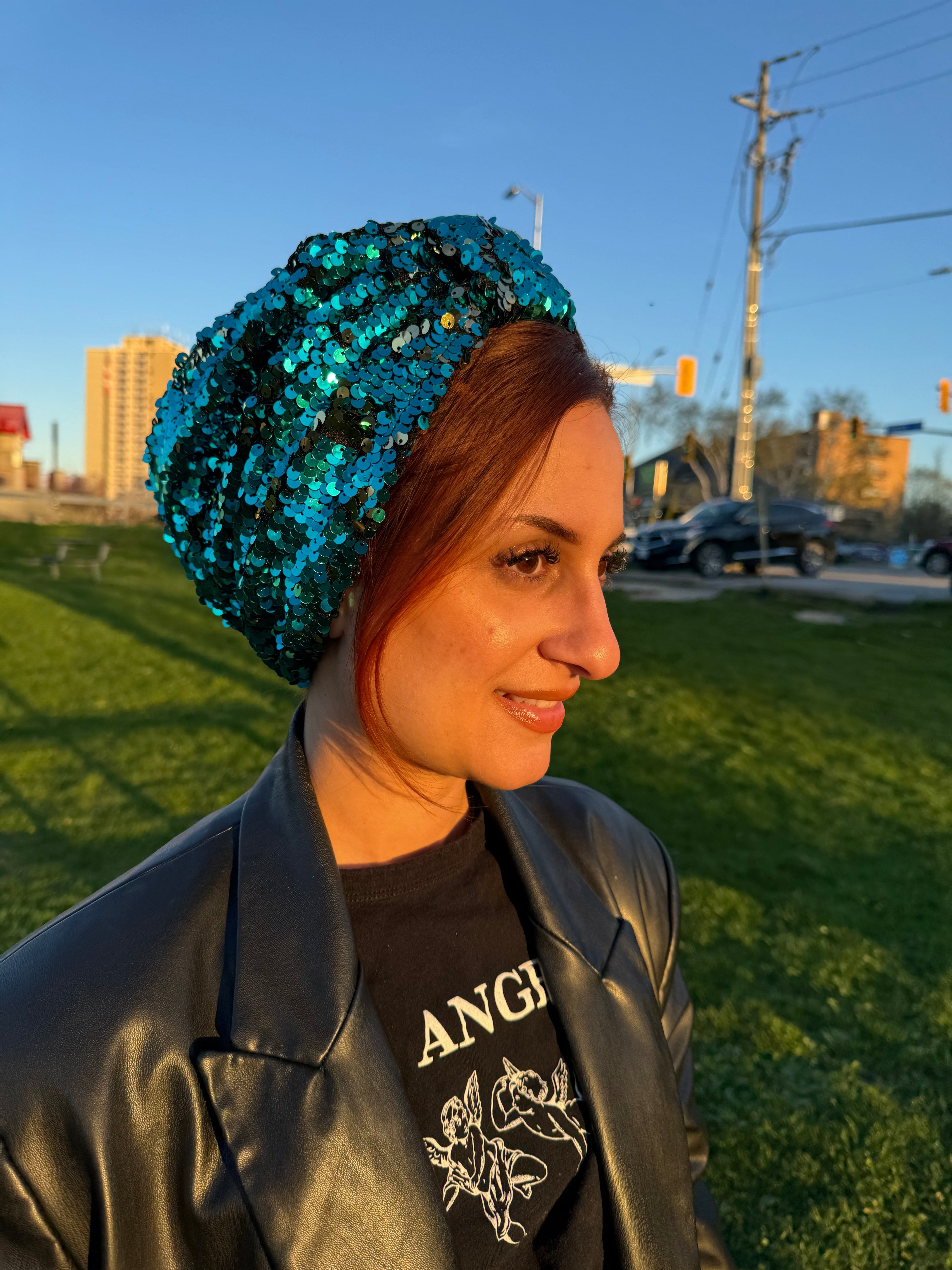 Turban Sequin - Turquoise Set