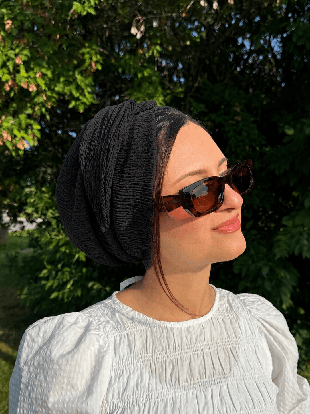 Beanie Ring Ribbed Jersey - Black