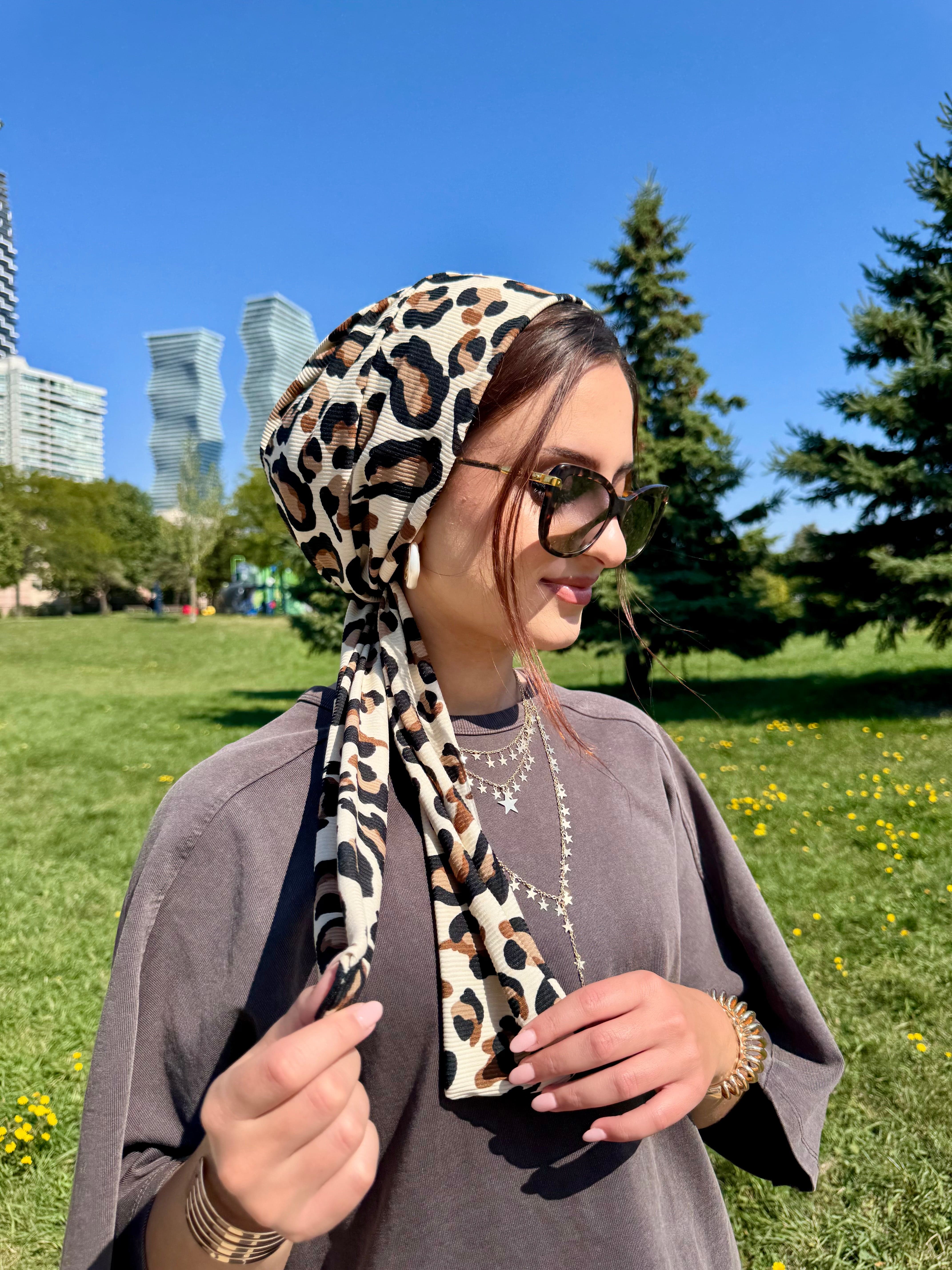 Beanie Wrap Ribbed Jersey - Printed