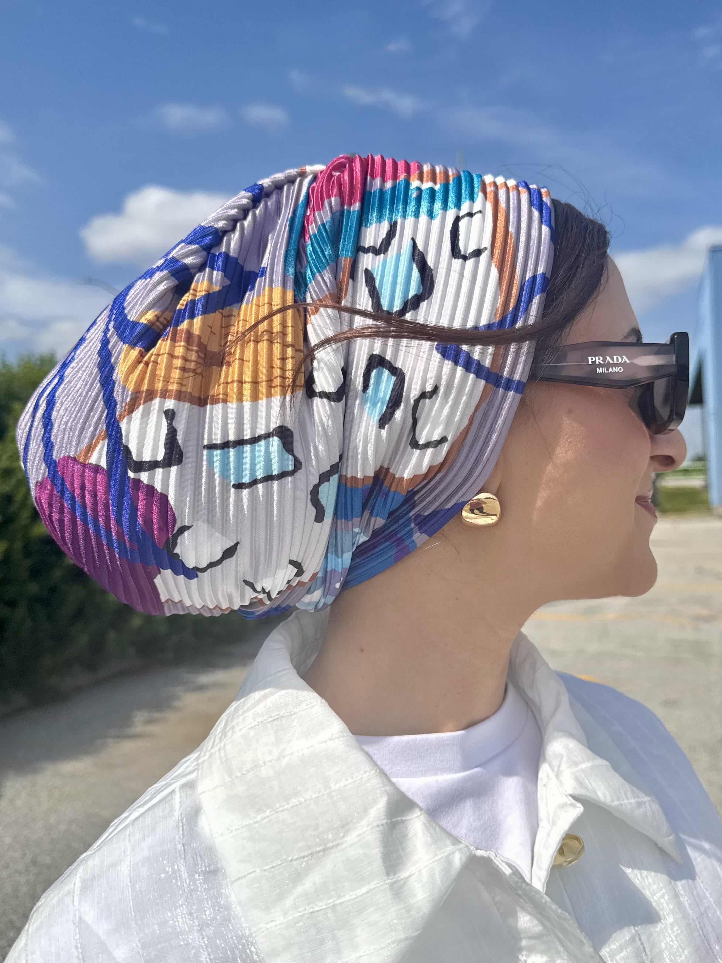 Beanie Pleated - Summer Geometric