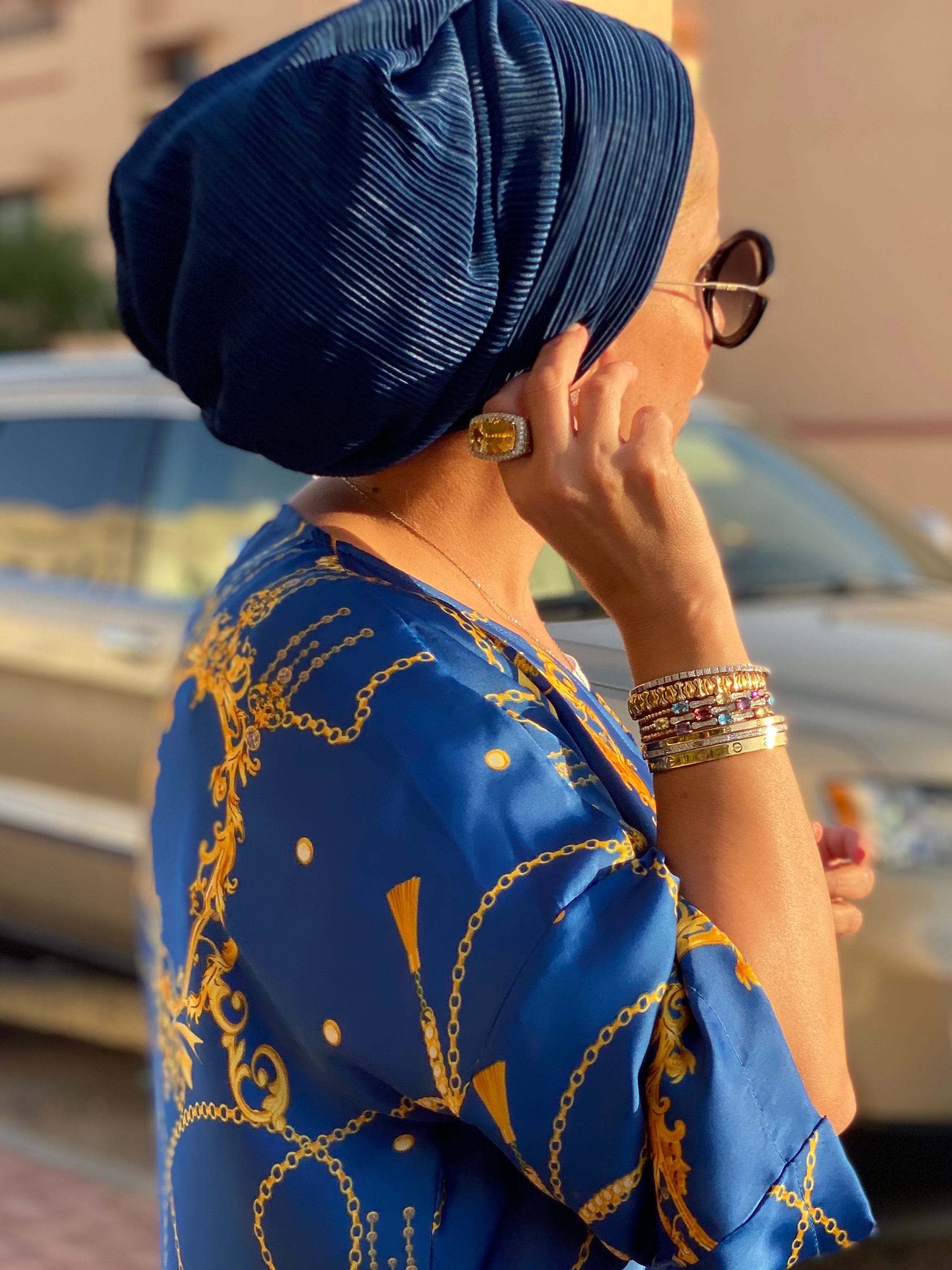 Beanie Pleated - New Blue