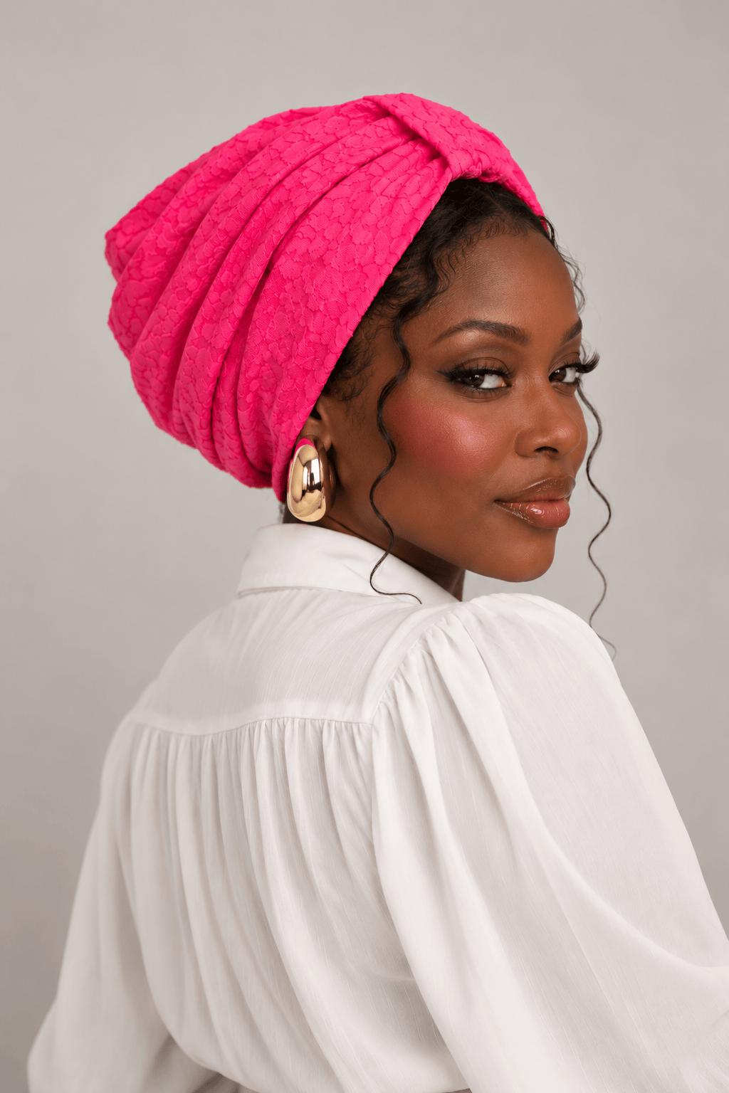 Turban Basic Printed Jersey - Neon Fuchsia