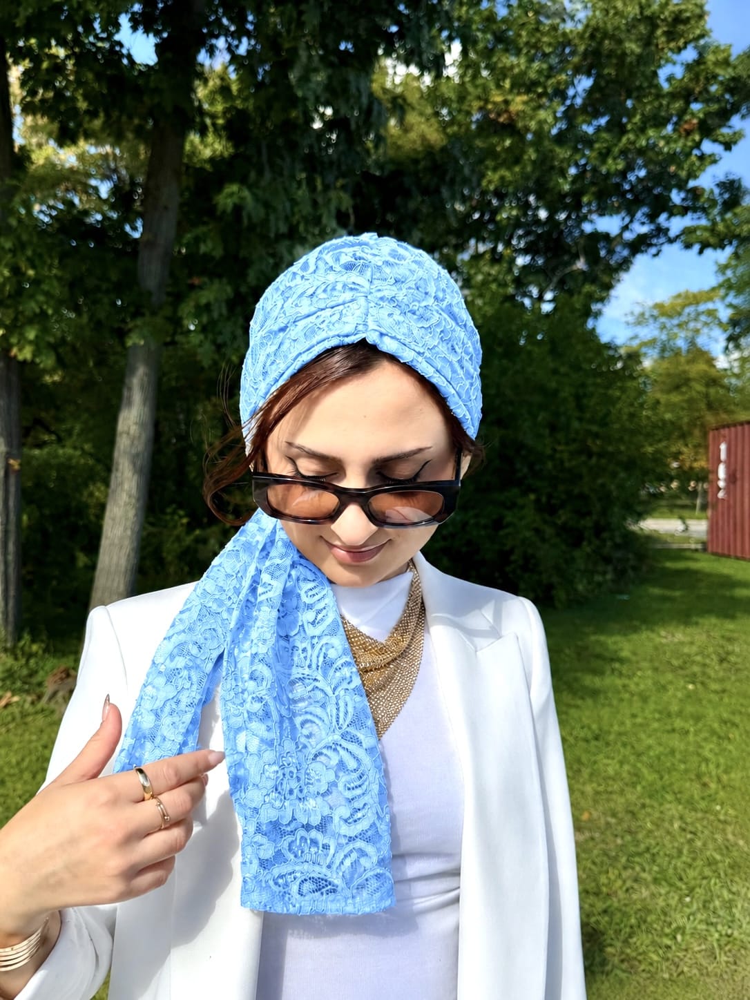 Beanie Wrap Lace - Baby Blue