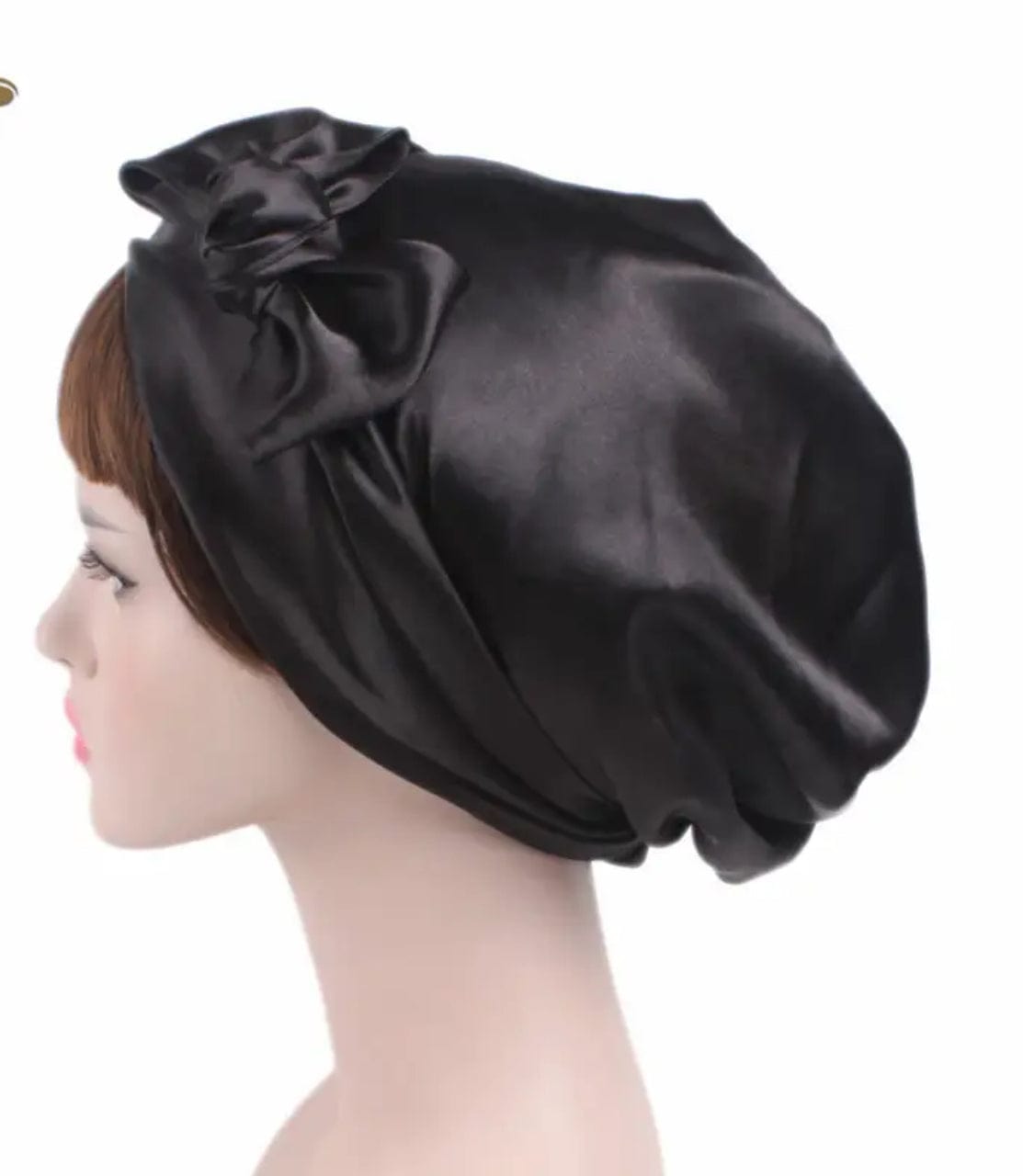 Satin Beanie Wrap - Black