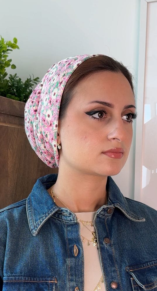 Beanie Pleated - Nude Pink Floral