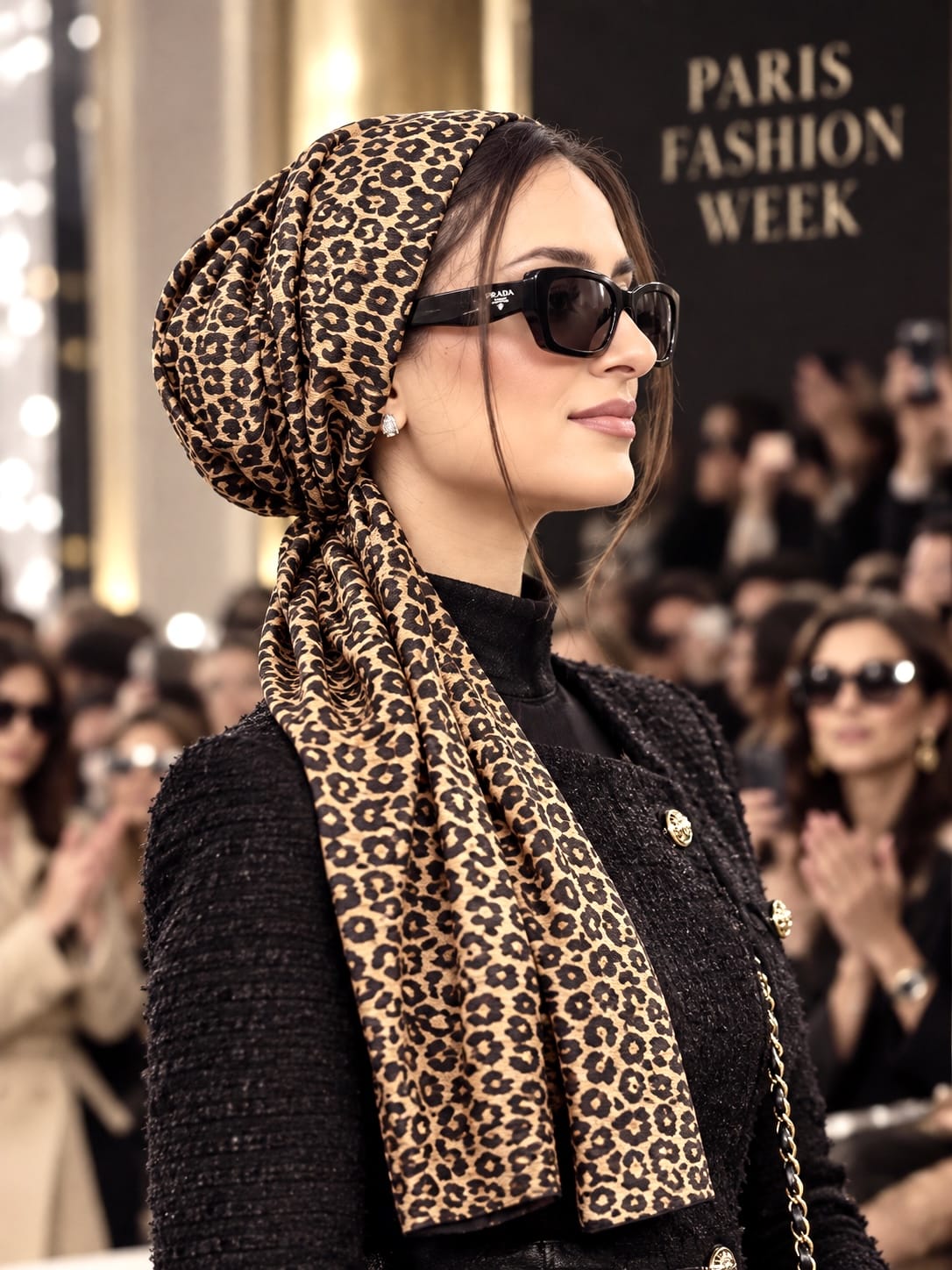 Beanie Wrap Ribbed Jersey - Animal Print 2