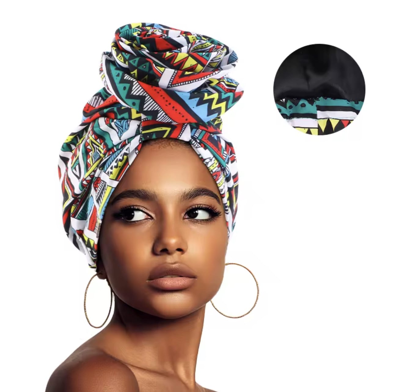 Satin lined turban - Afro