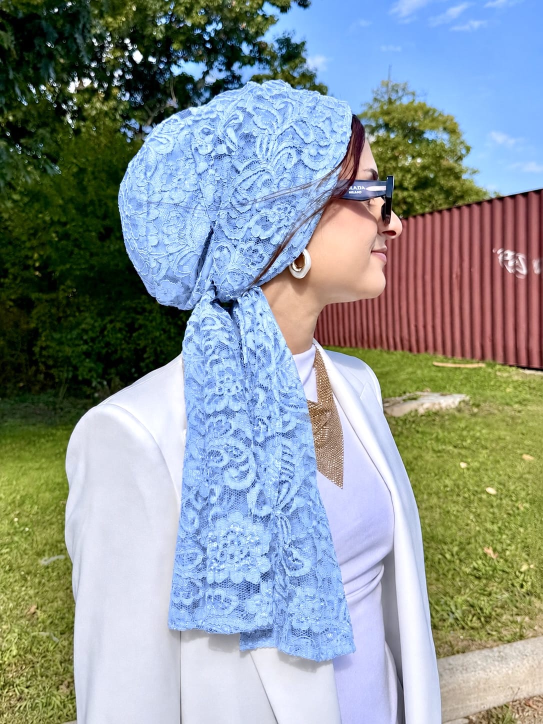 Beanie Wrap Lace - Baby Blue