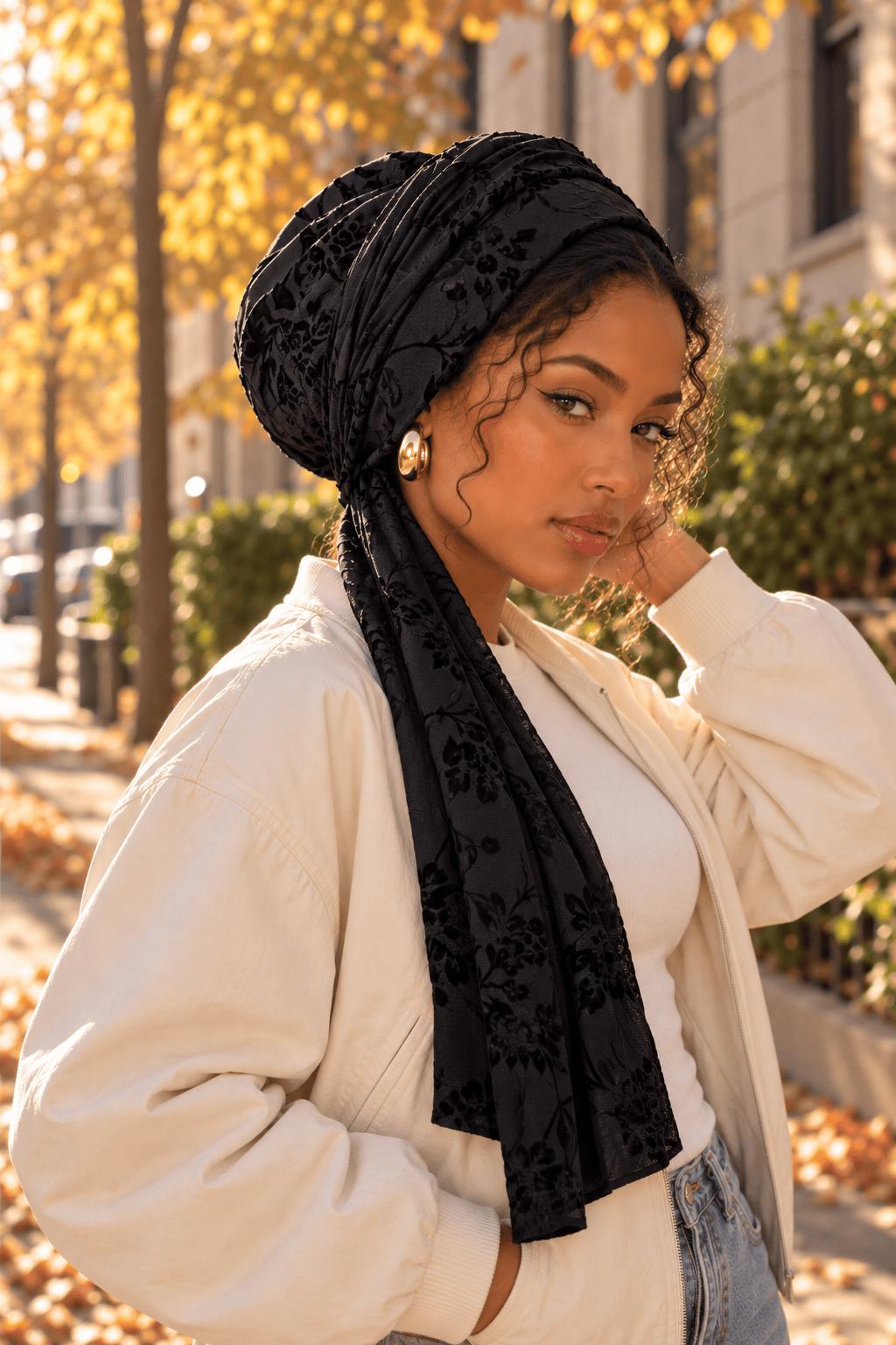 Two-Piece Velvet Tulle Beanie - Black
