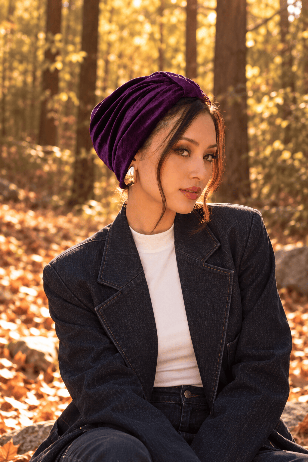 Turban Basic Velvet - Plum Purple
