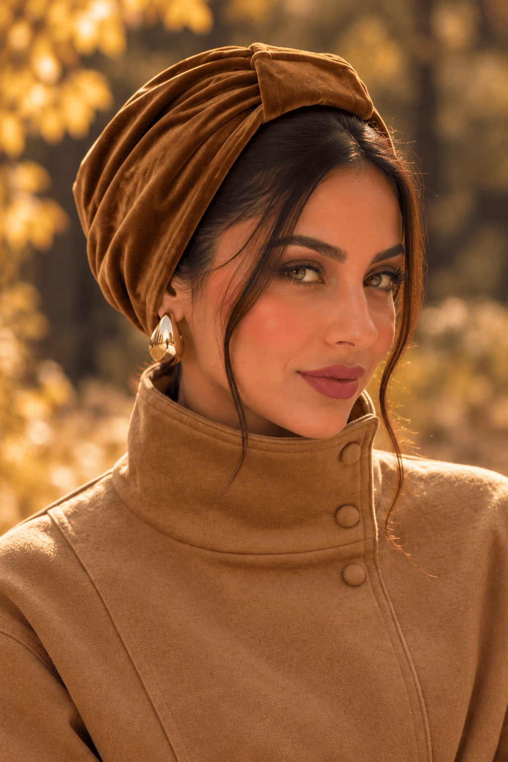 Turban Basic Velvet - Dark Honey