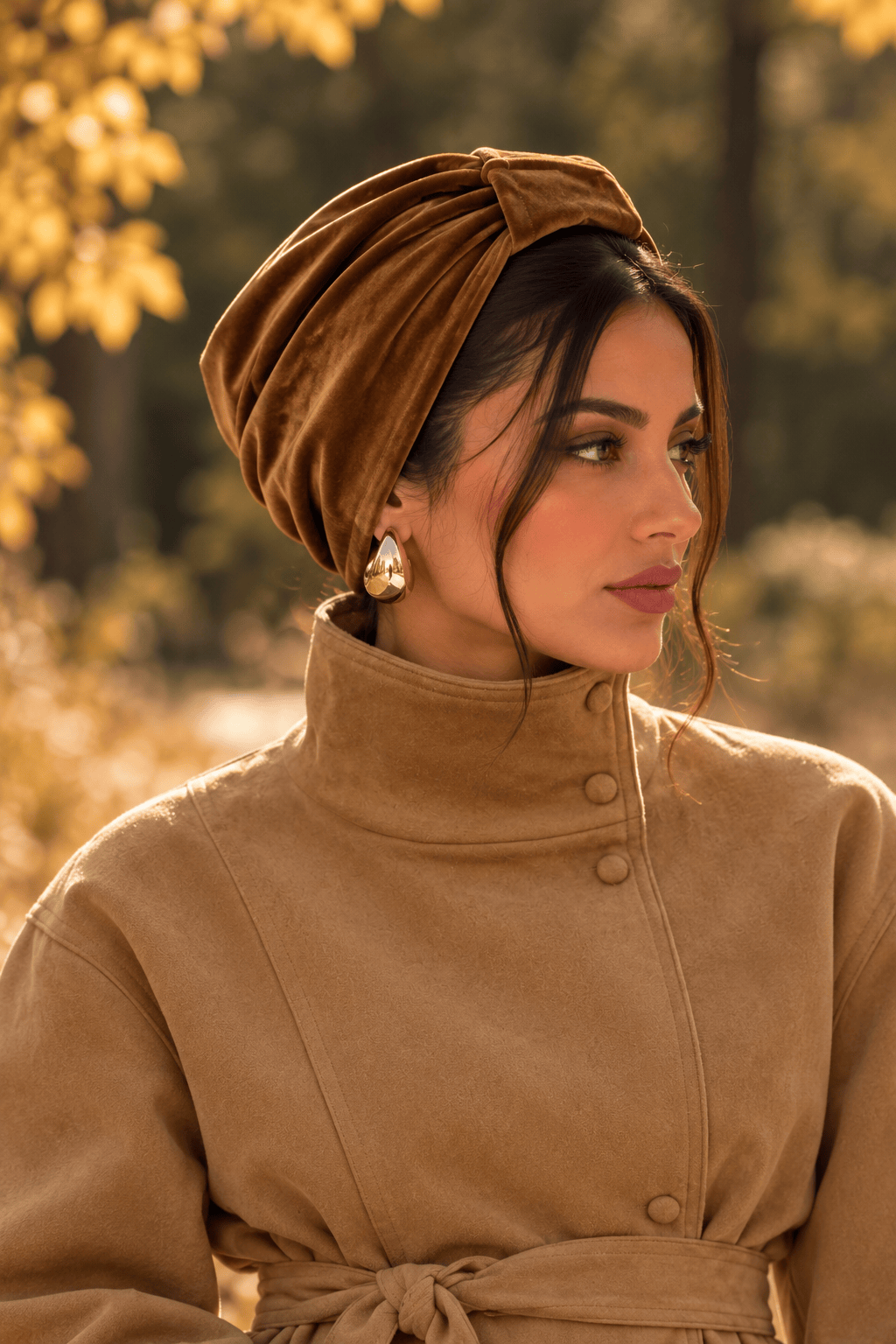 Turban Basic Velvet - Dark Honey