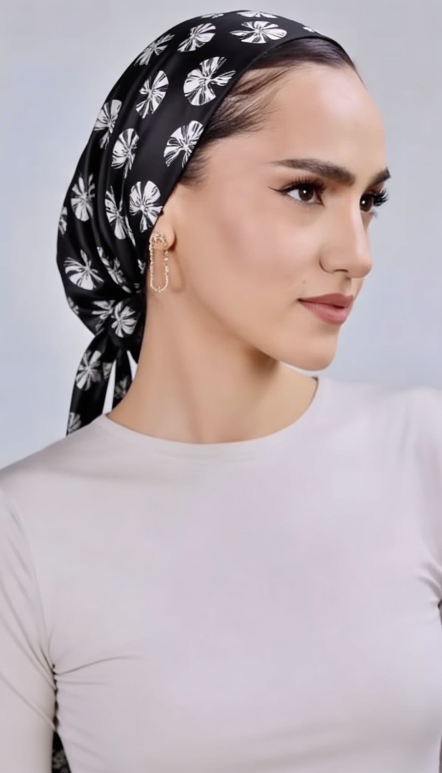 Head Wrap Satin - Black and white