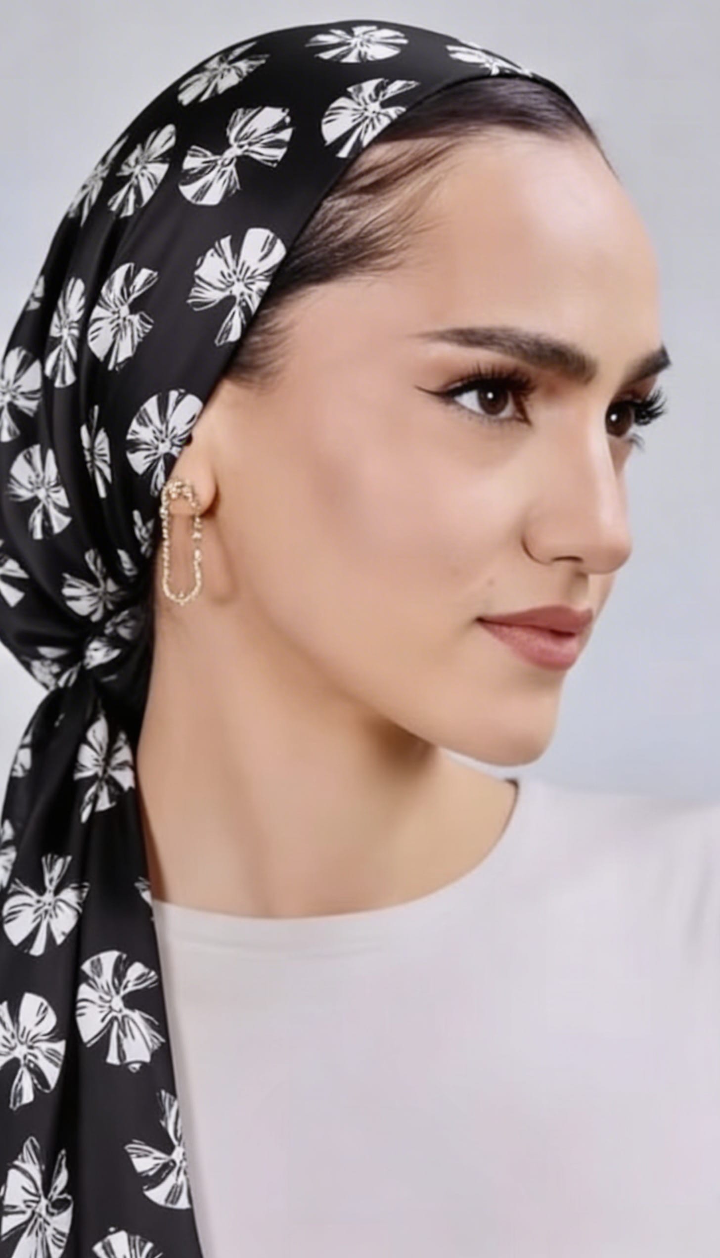 Head Wrap Satin - Black and white