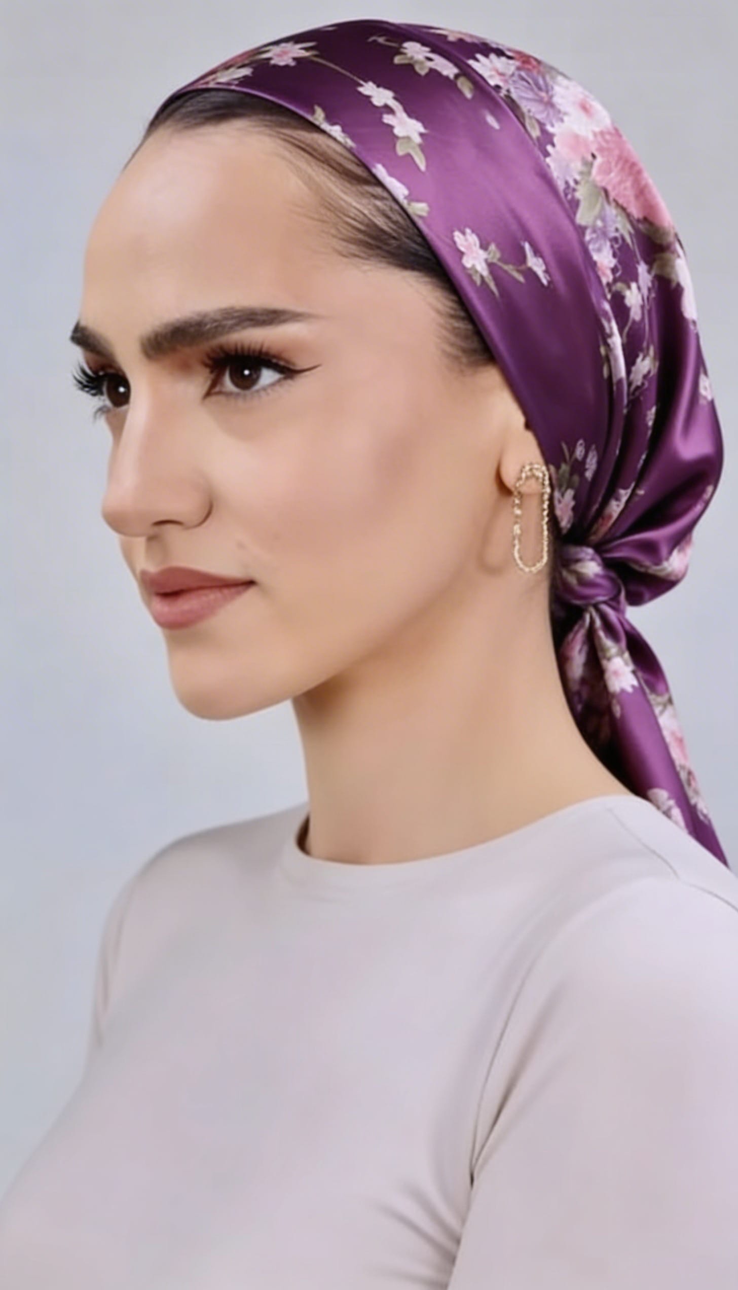Head Wrap Satin - Lilac Floral