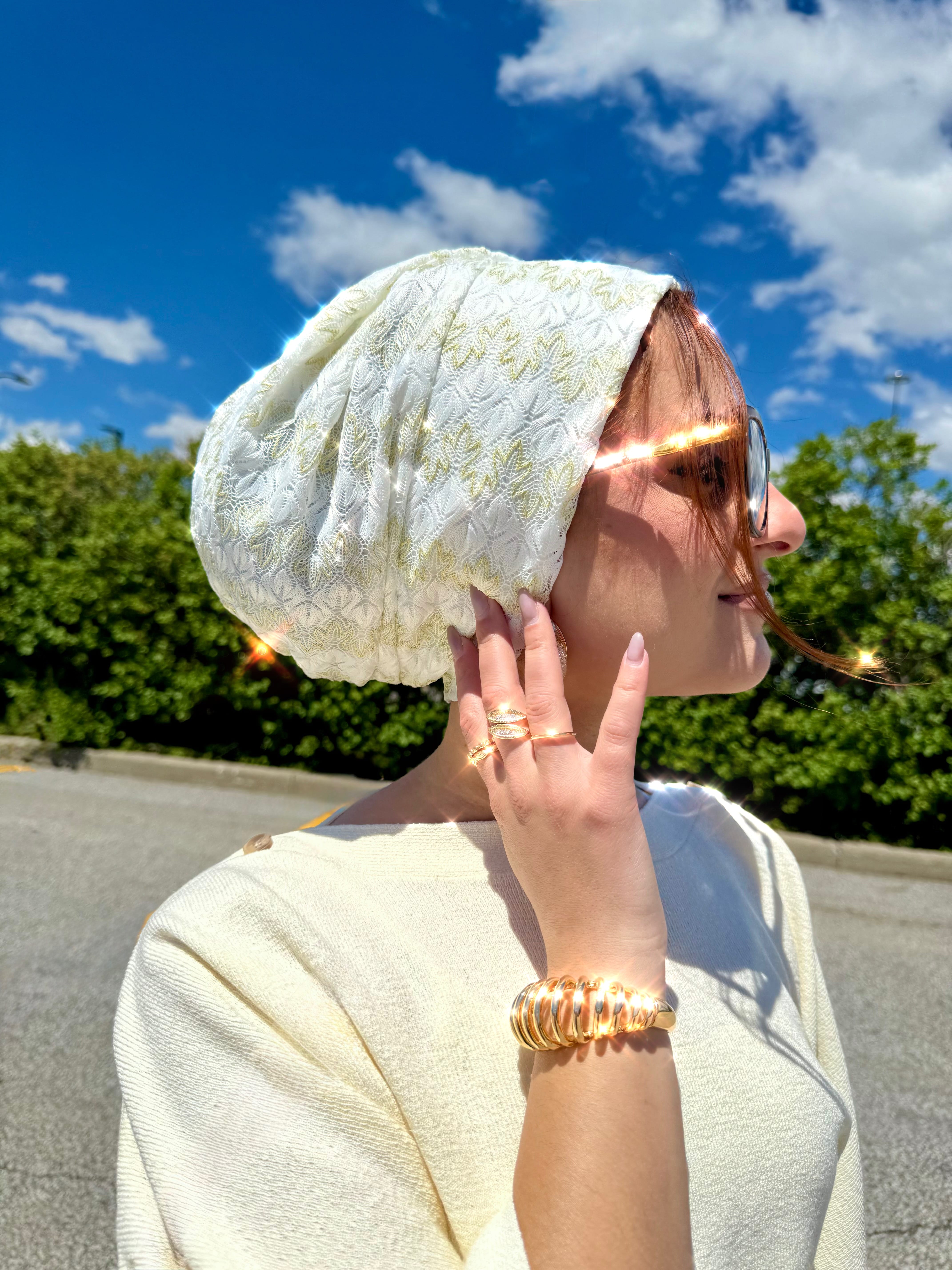 Beanie Knit - Off White Gold