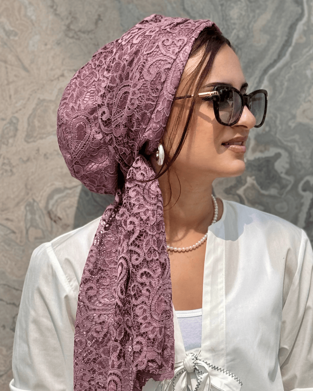 Beanie Wrap Lace - Dusty Pink