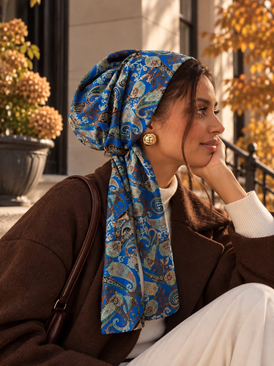 Beanie Wrap Chiffon - Paisley Blue Colourful