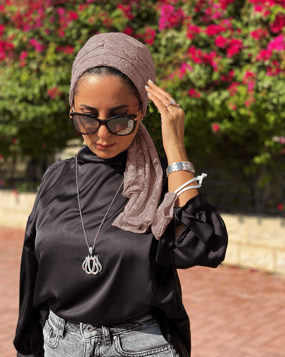 Beanie Wrap Lace - Nude Mauve