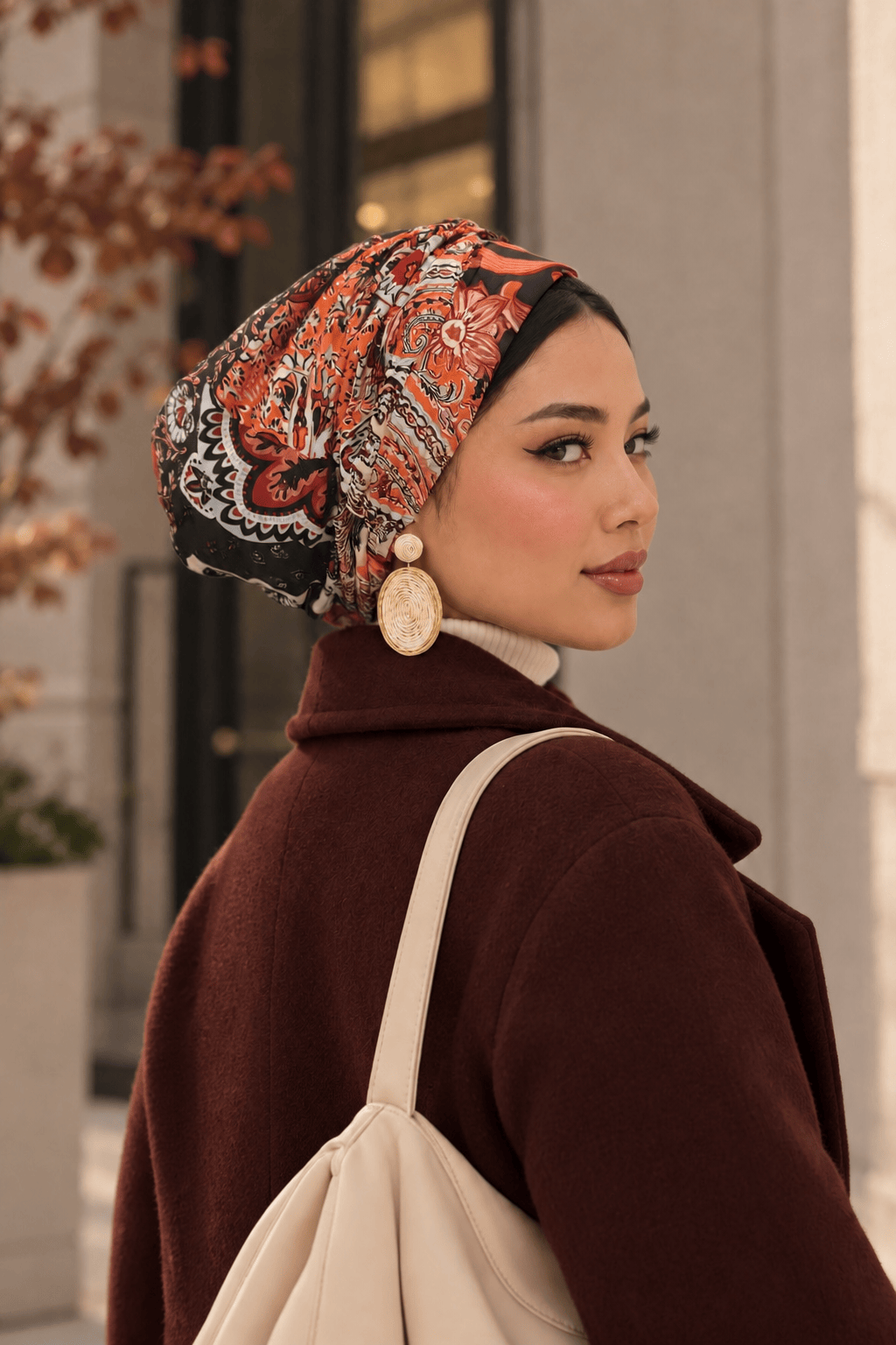 Beanie Satin - Paisley Brown Pink
