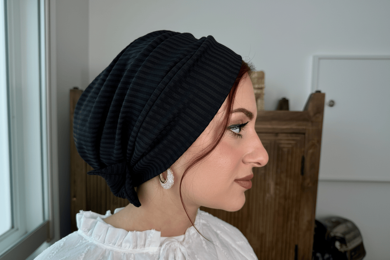 Beanie Bow (NO BOW) Ribbed Jersey - Black
