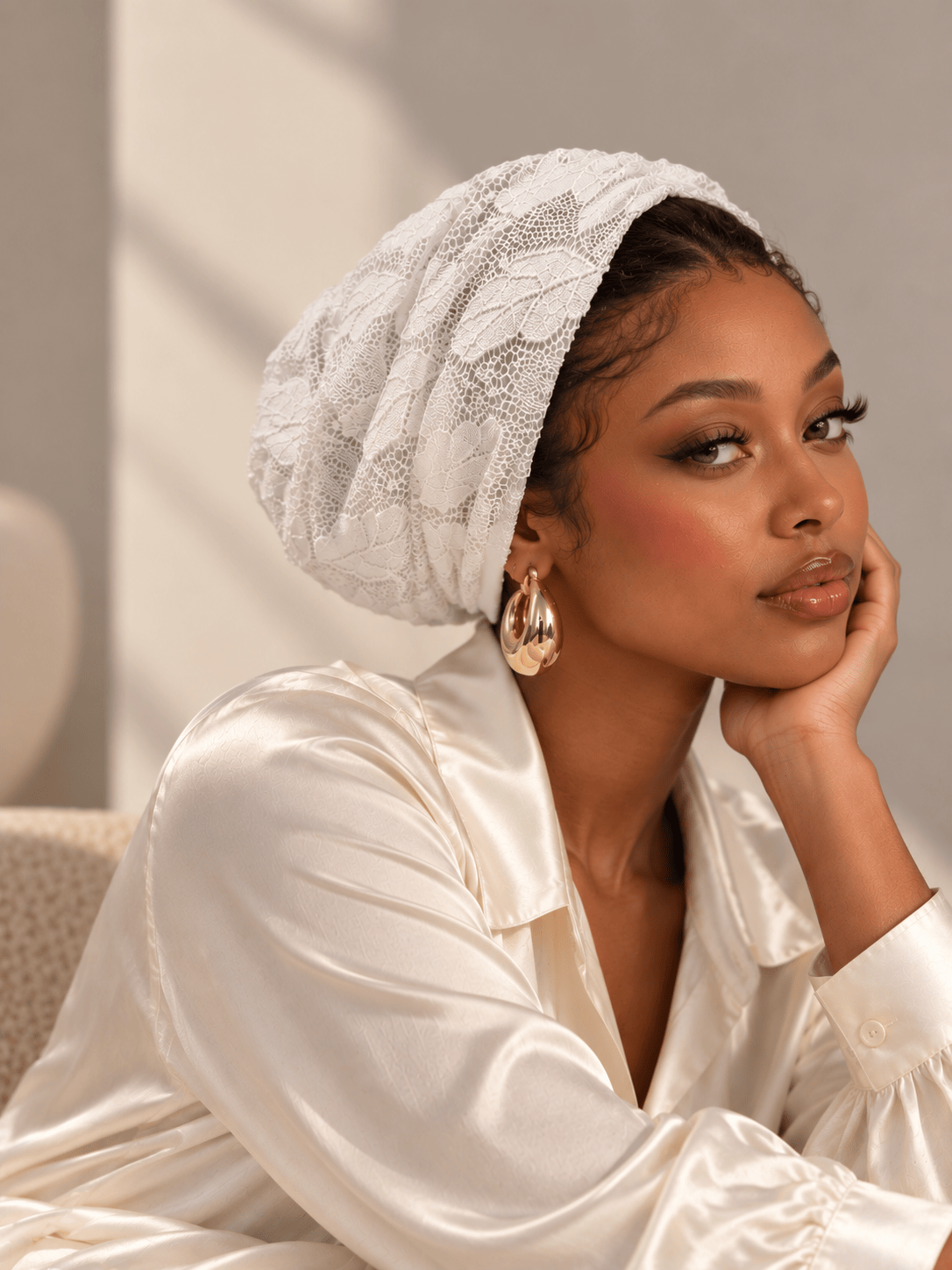 Beanie Drapes Lace - Off White
