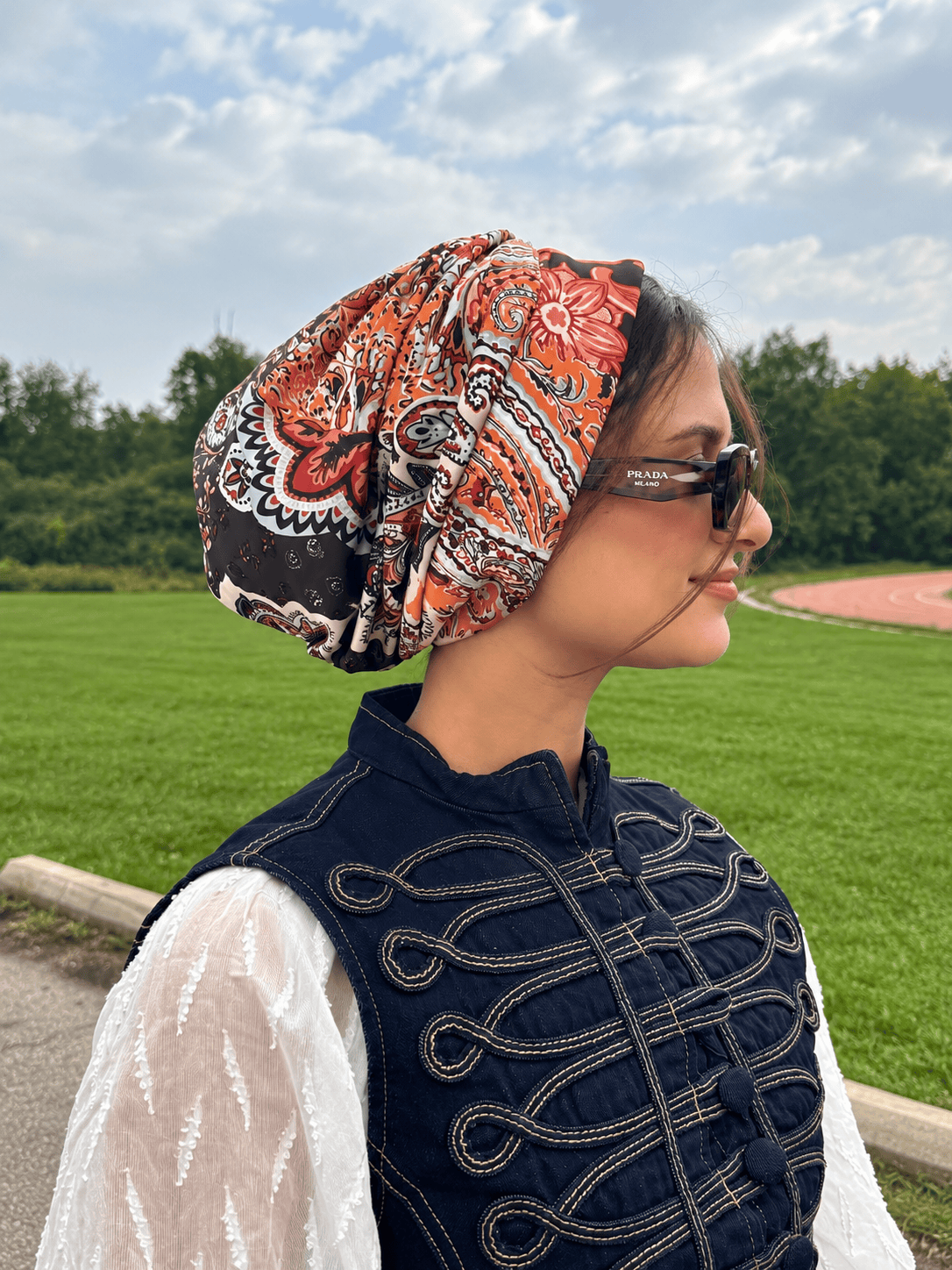 Beanie Satin - Paisley Brown Pink