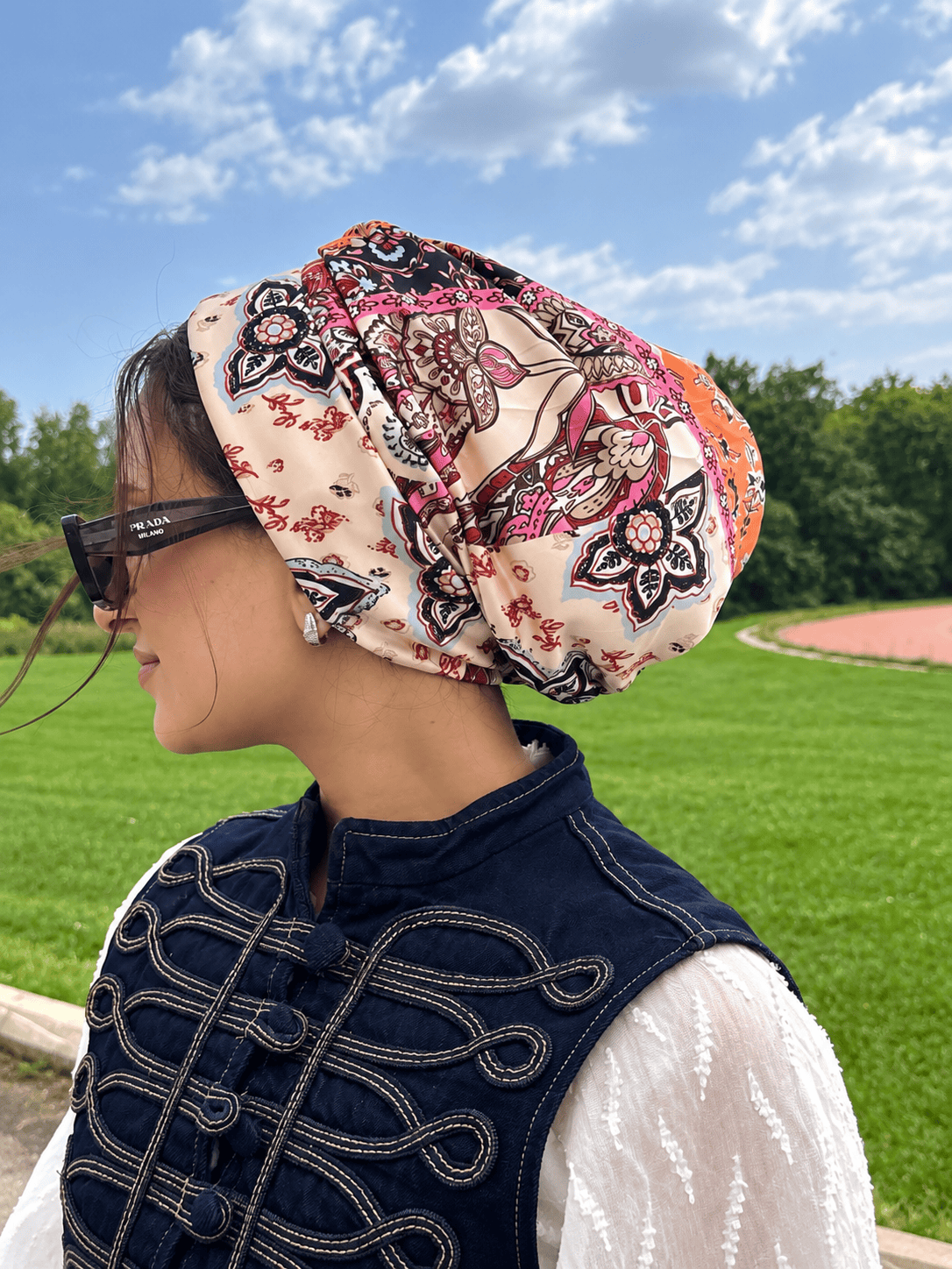 Beanie Satin - Paisley Brown Pink