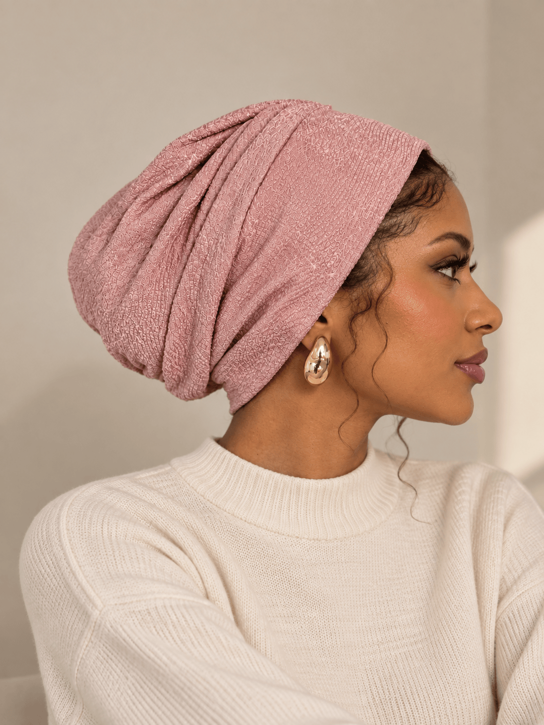 Beanie Printed - Rose Pink