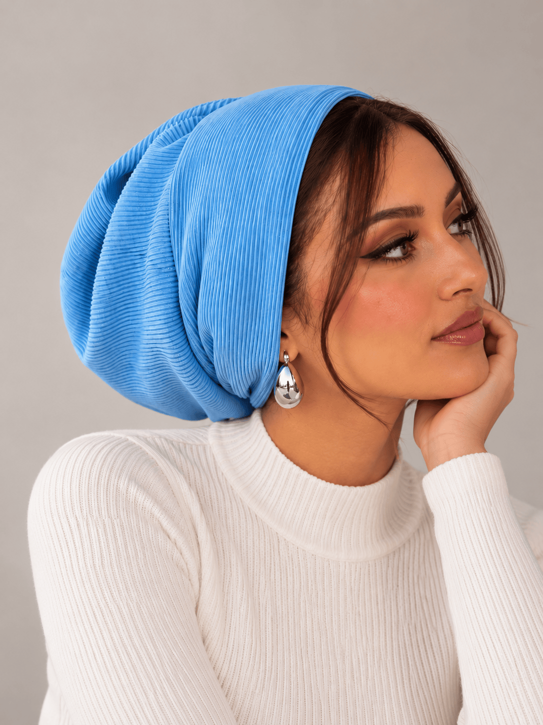 Beanie Pleated - Baby Blue
