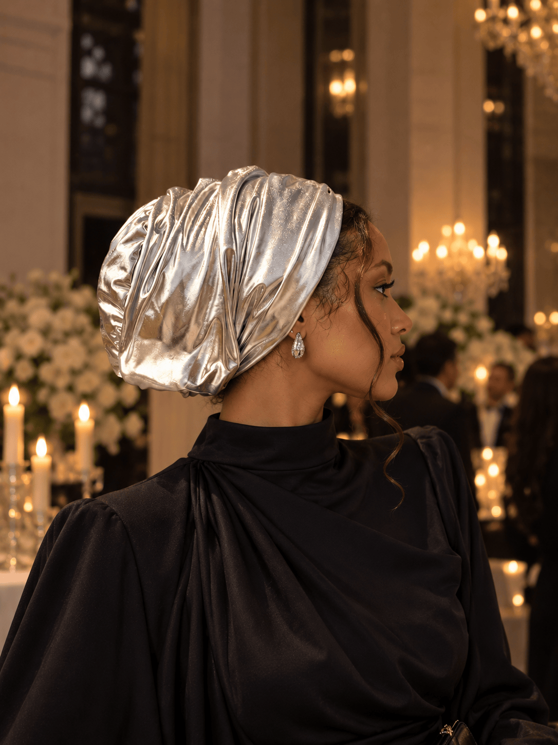 Beanie Double Drapes Metallic - Silver