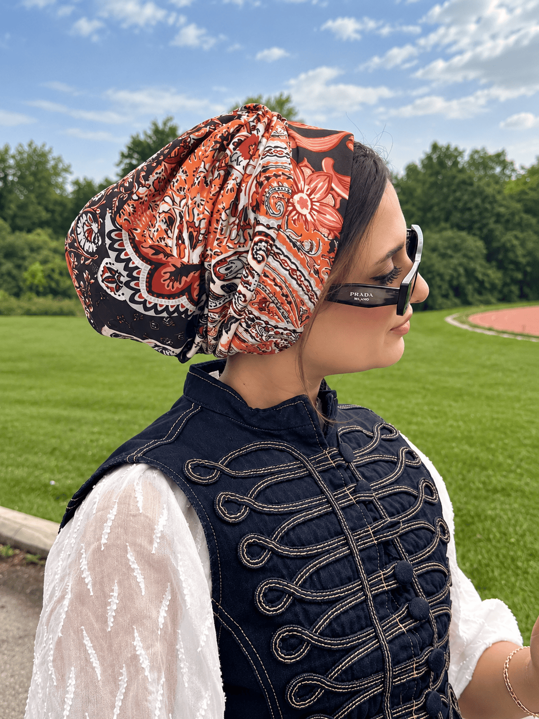 Beanie Satin - Paisley Brown Pink