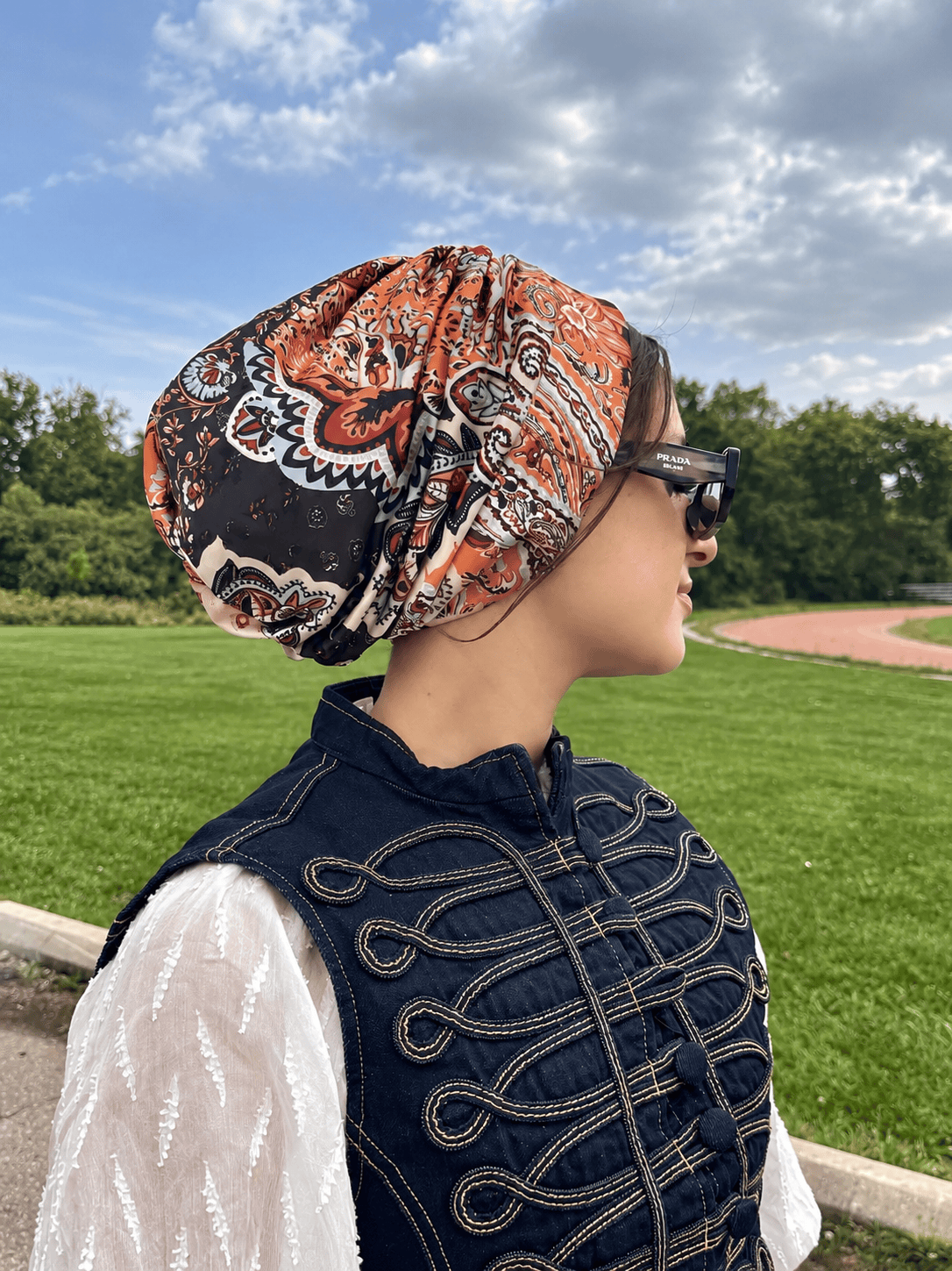 Beanie Satin - Paisley Brown Pink