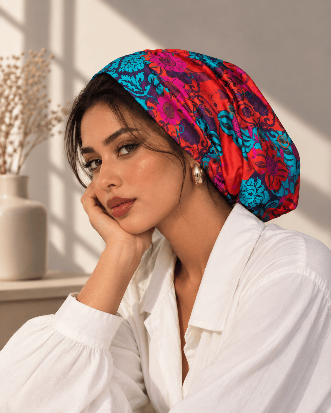 Beanie Satin - Red Mosaic