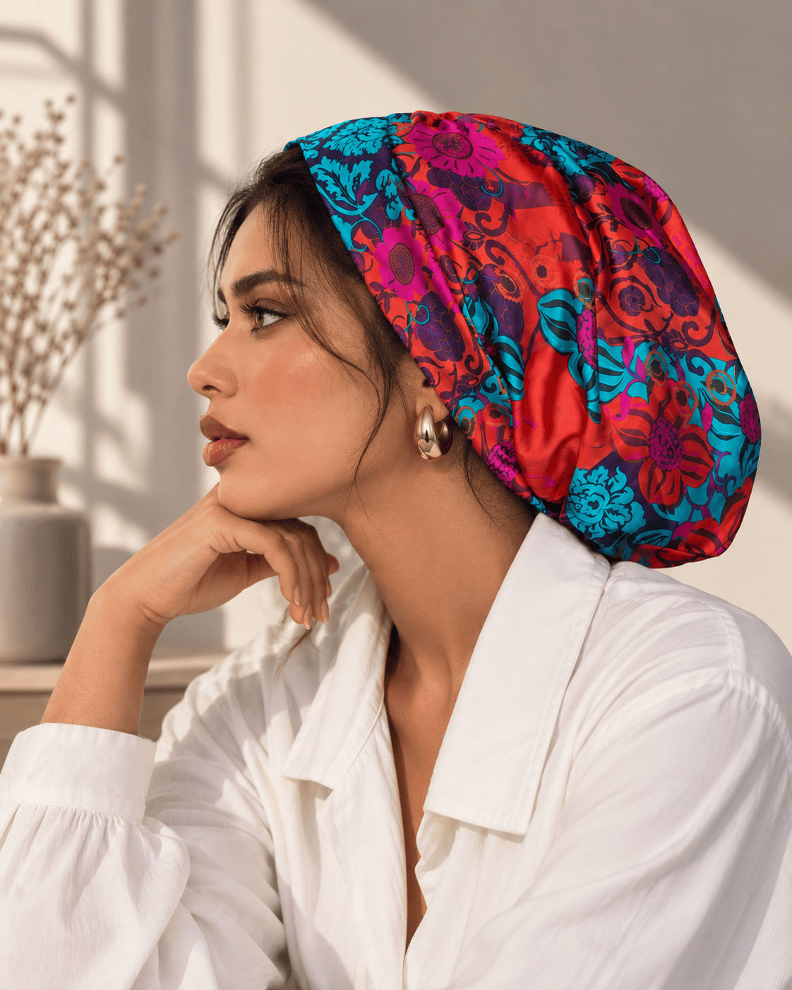 Beanie Satin - Red Mosaic