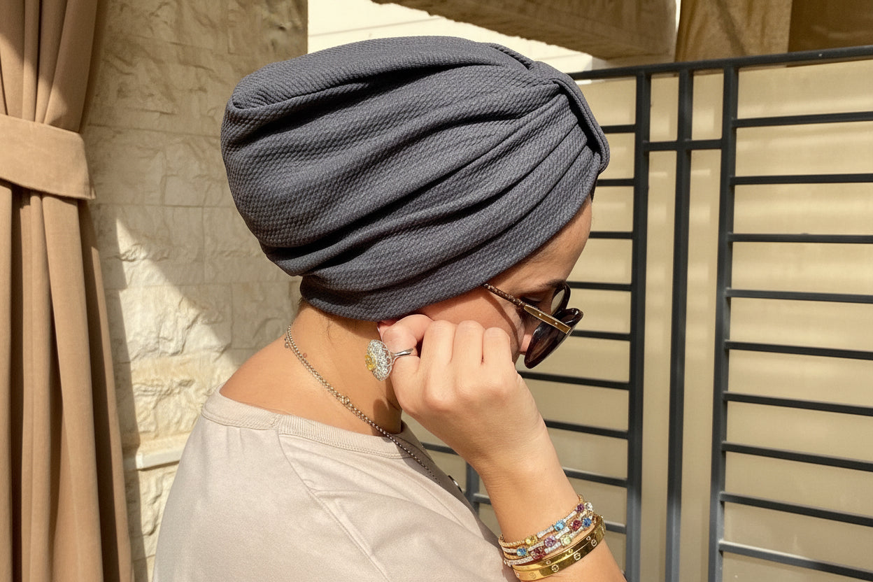 Hijabsandstuff Turban Turban Basic - Grey Shimmer Handmade Luxury Fashion Women Headwrap