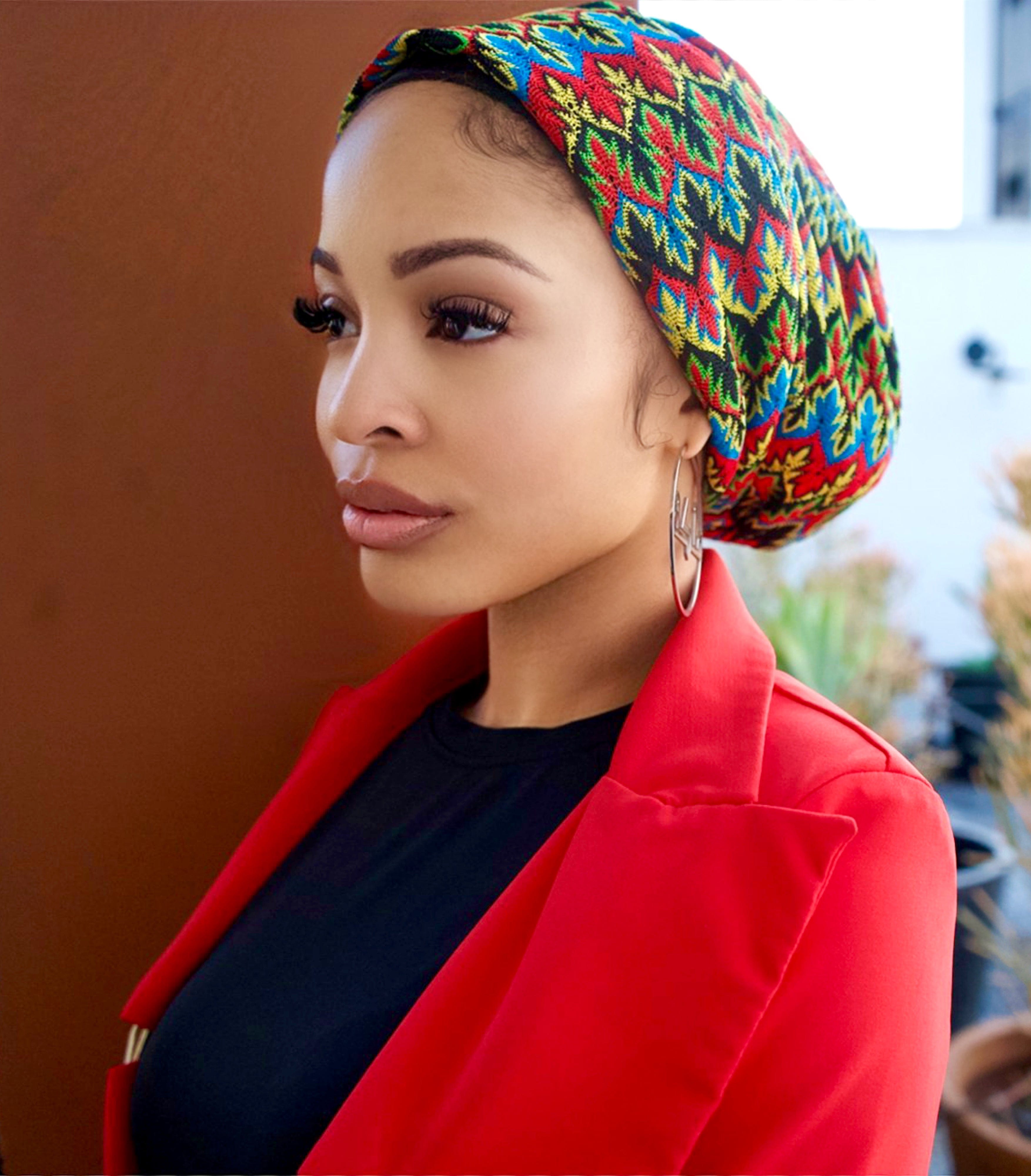 Beanie Knit - Black Red